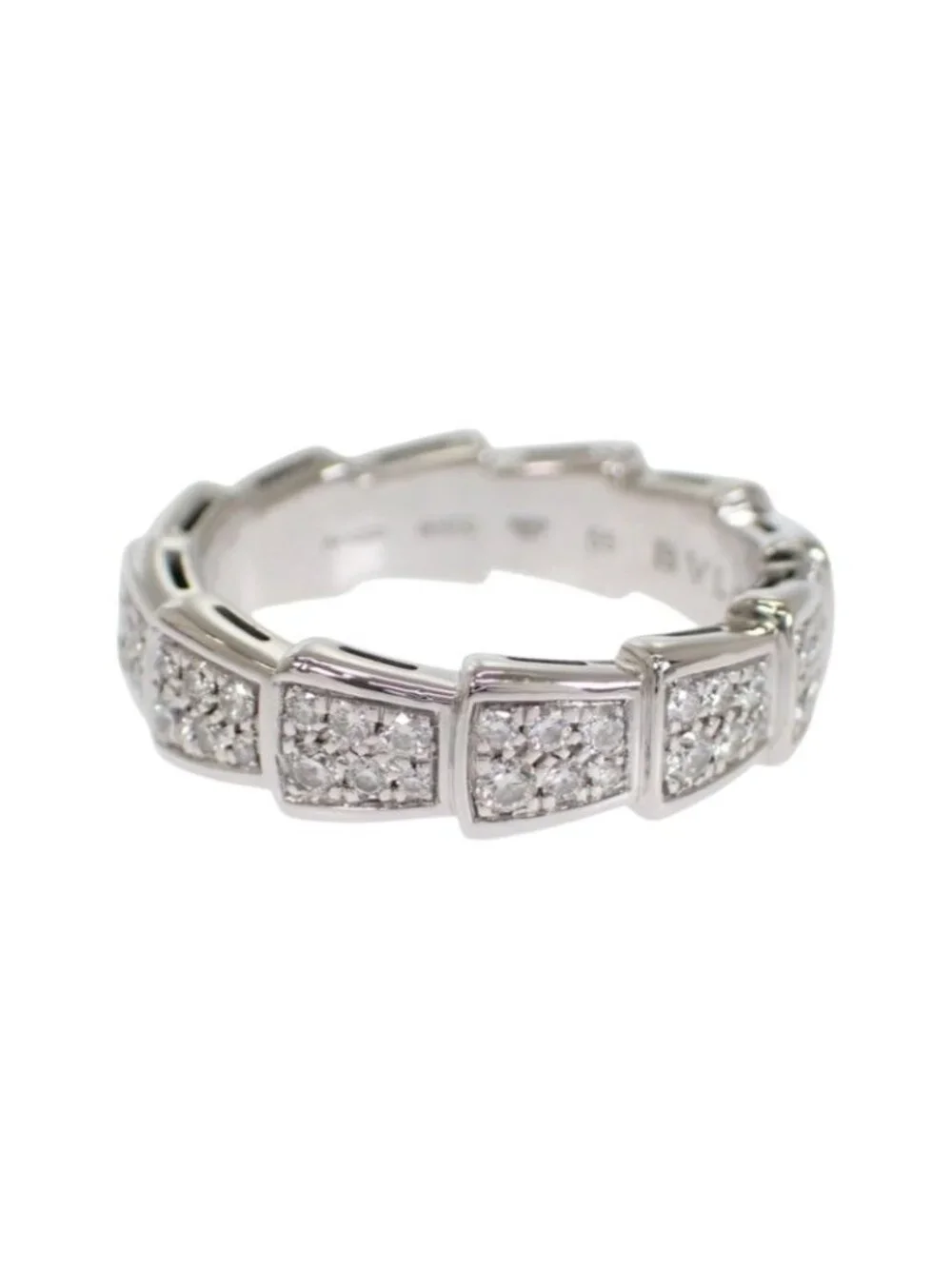 Bvlgari Serpenti Viper Ring 55 18k White Gold Diamond